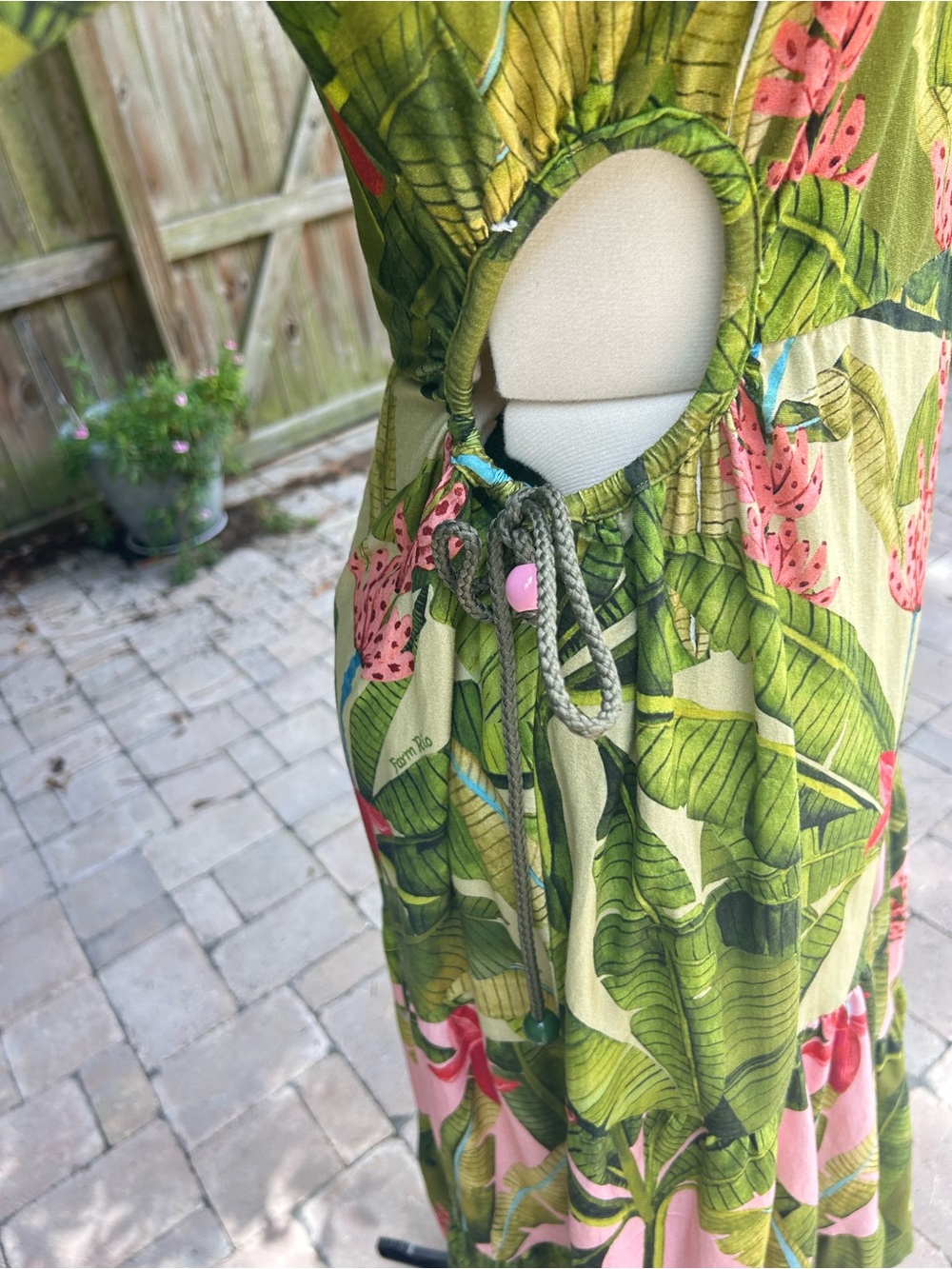FARM Rio Green and Pink Tropical Leaf Maxi Dress - Picture 3 of 9